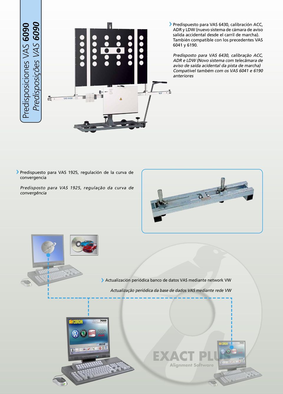 Predisposto para VAS 6430, calibração ACC, ADR e LDW (Novo sistema com telecâmara de aviso de saída acidental da pista de marcha) Compatível também com os VAS 6041 e