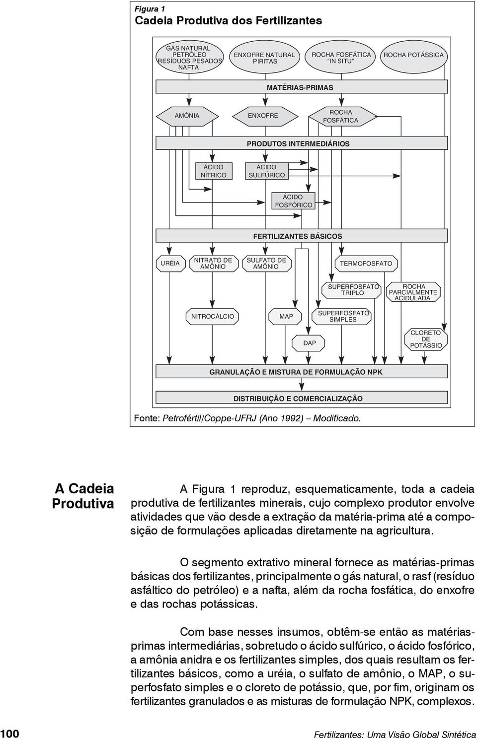 NITROCÁLCIO MAP SUPERFOSFATO SIMPLES DAP CLORETO DE POTÁSSIO GRANULAÇÃO E MISTURA DE FORMULAÇÃO NPK DISTRIBUIÇÃO E COMERCIALIZAÇÃO Fonte: Petrofértil/Coppe-UFRJ (Ano 1992) Modificado.