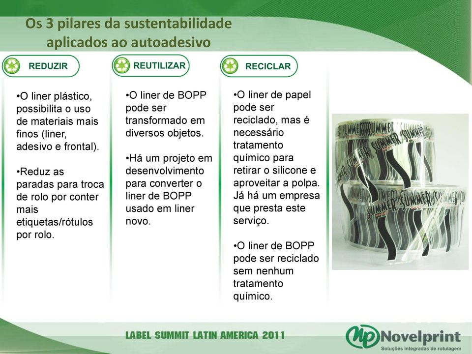 Há um projeto em desenvolvimento para converter o liner de BOPP usado em liner novo.