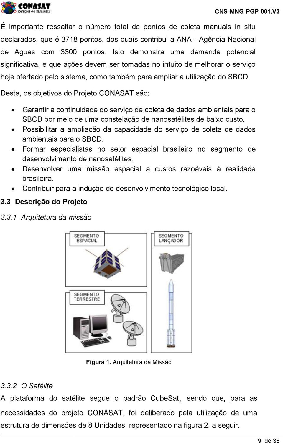 Desta, os objetivos do Projeto CONASAT são: Garantir a continuidade do serviço de coleta de dados ambientais para o SBCD por meio de uma constelação de nanosatélites de baixo custo.