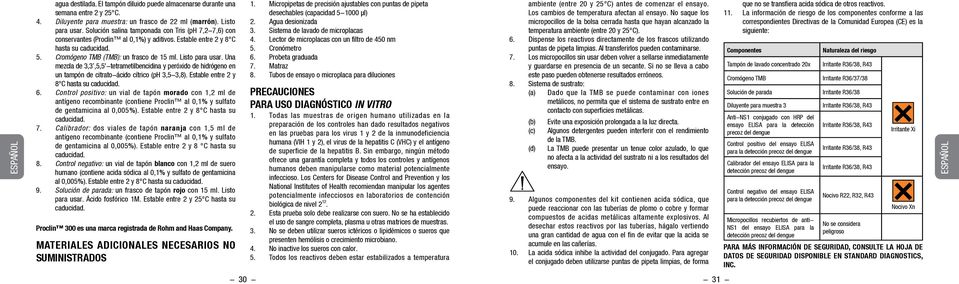 Una mezcla de 3,3,5,5'-tetrametilbencidina y peróxido de hidrógeno en un tampón de citrato-ácido cítrico (ph 3,5-3,8). Estable entre 2 y 8 C hasta su caducidad. 6.