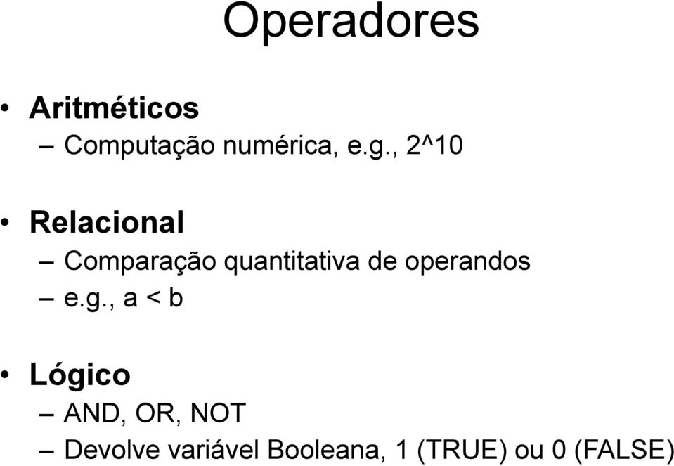 de operandos e.g.