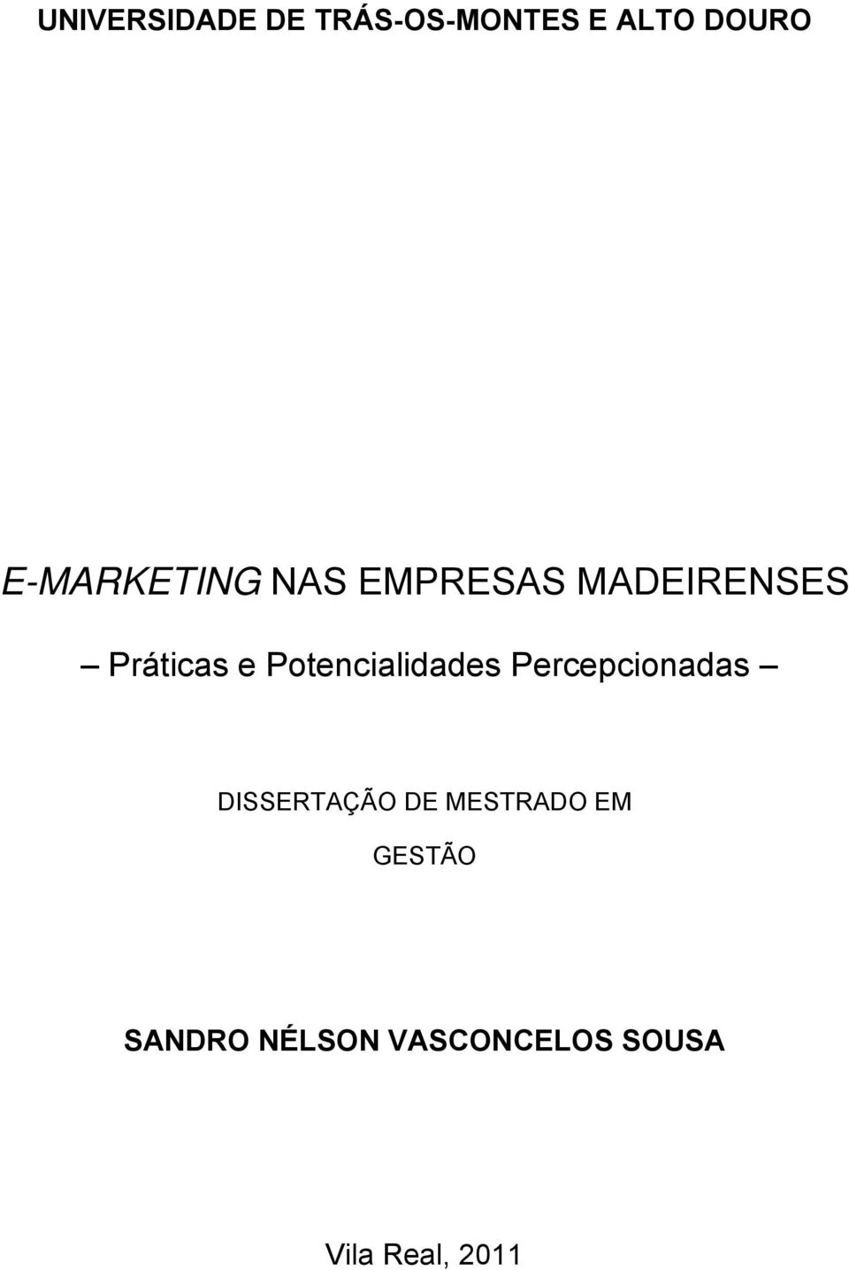 Potencialidades Percepcionadas DISSERTAÇÃO DE