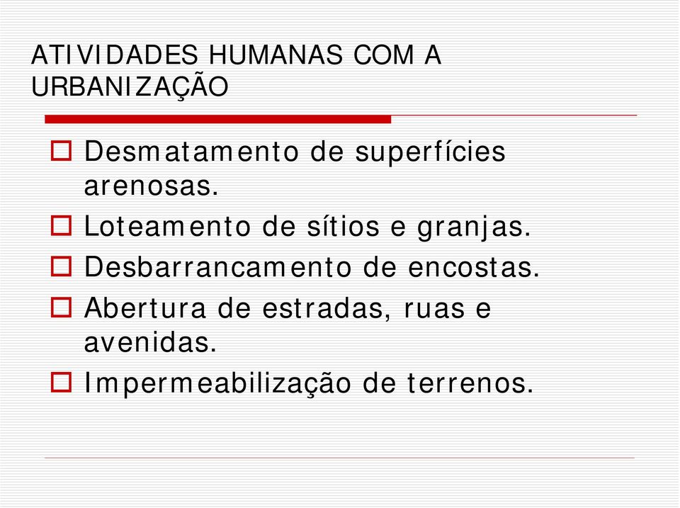 Loteamento de sítios e granjas.