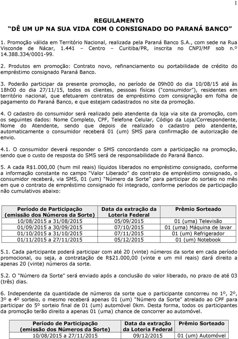 Poderão participar da presente promoção, no período de 09h00 do dia 10/08/15 até às 18h00 do dia 27/11/15, todos os clientes, pessoas físicas ( consumidor ), residentes em território nacional, que