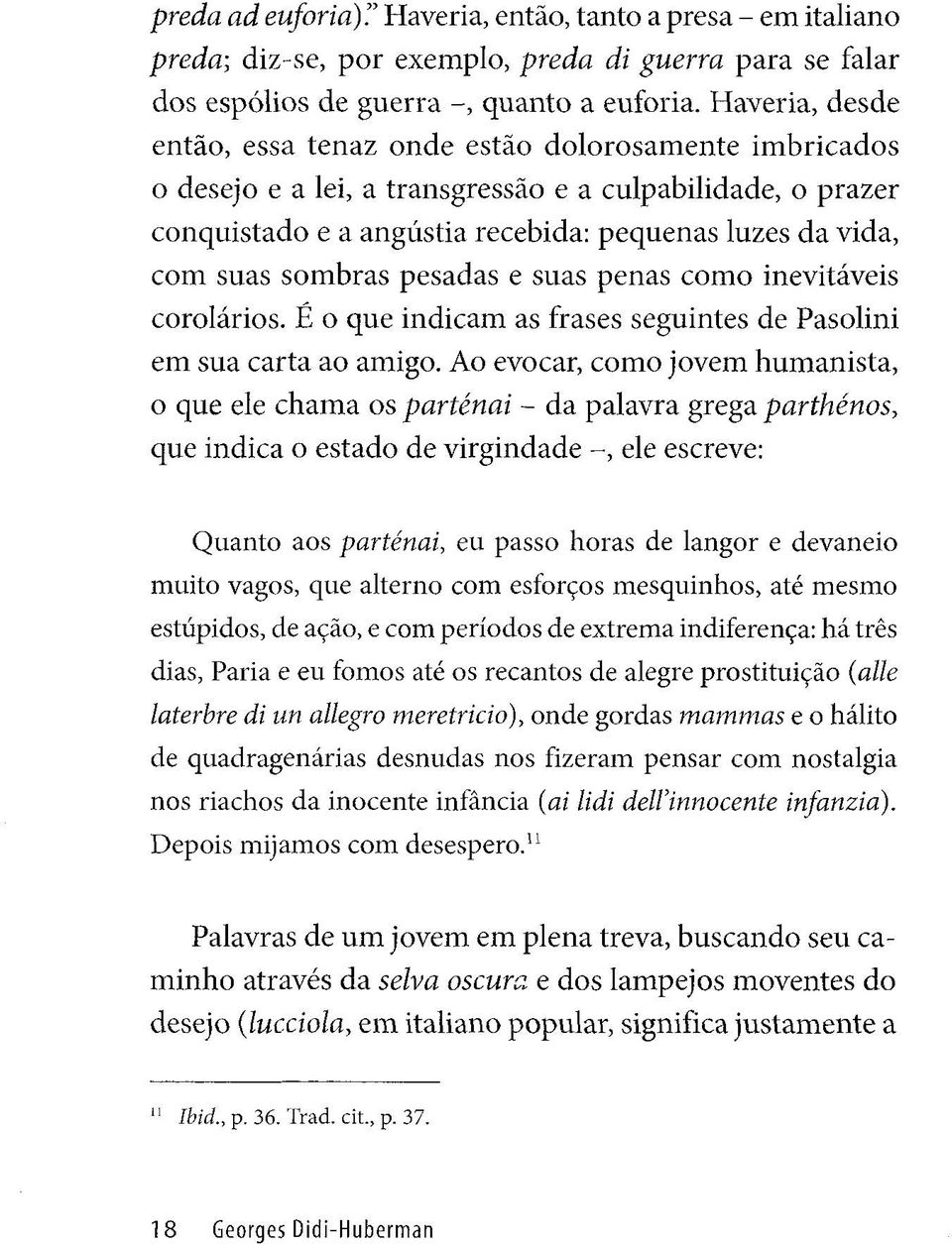 sombras pesadas e suas penas como inevitáveis corolários. É o que indicam as frases seguintes de Pasolini em sua carta ao amigo.