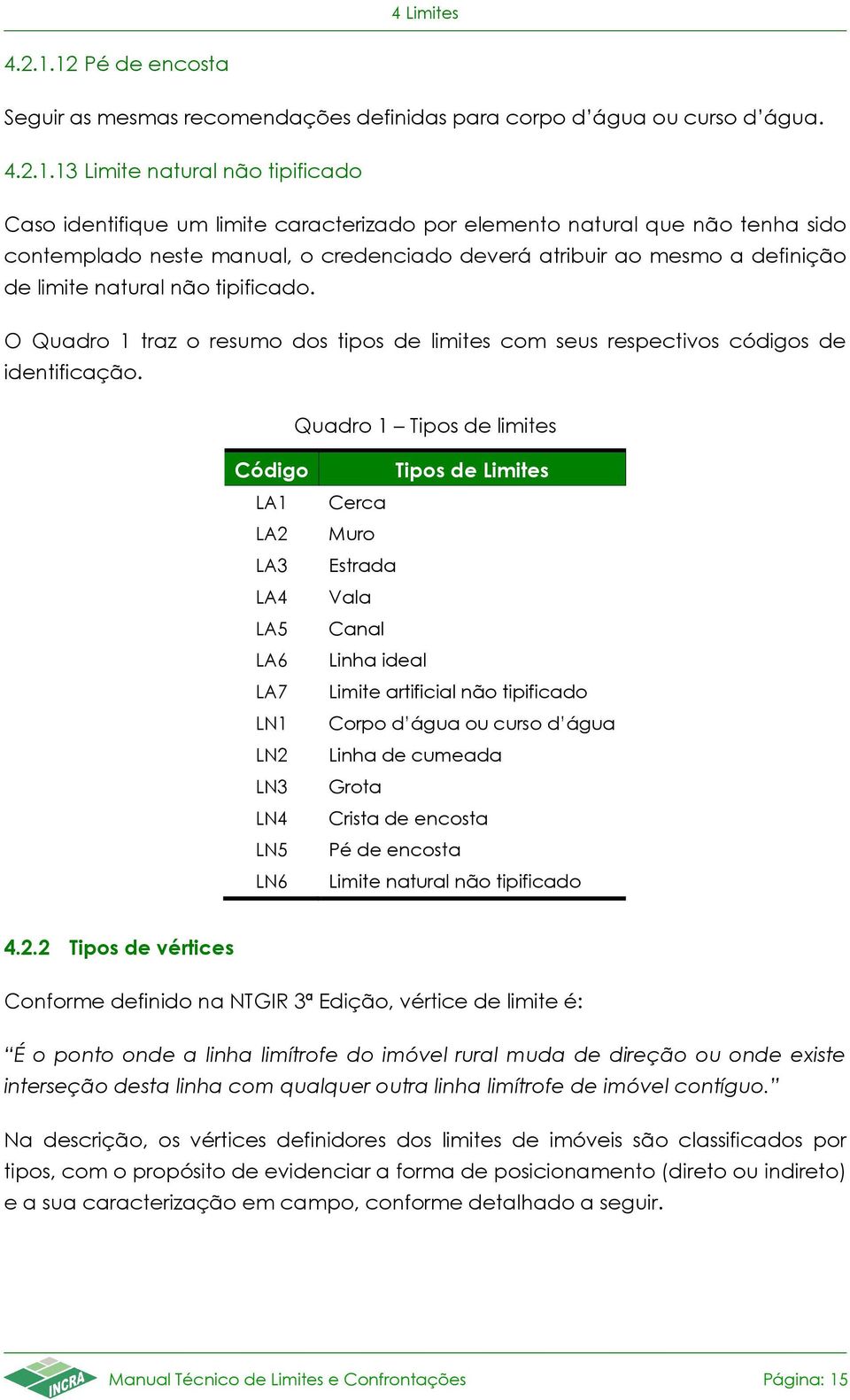 não tenha sido contemplado neste manual, o credenciado deverá atribuir ao mesmo a definição de limite natural não tipificado.