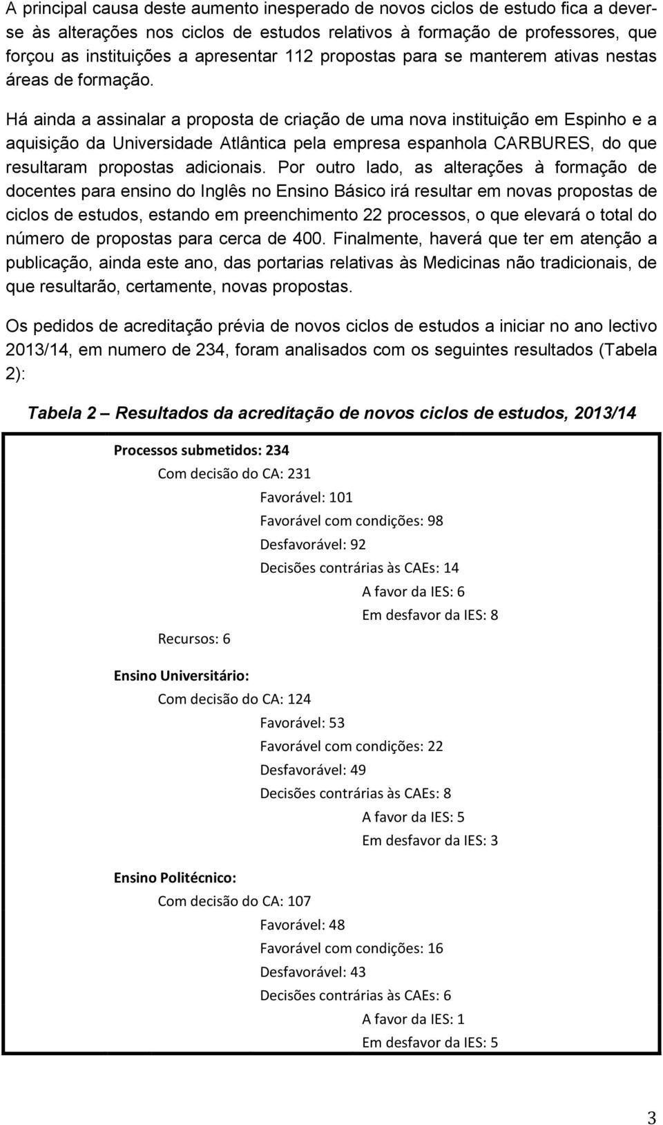 Há ainda a assinalar a proposta de criação de uma nova instituição em Espinho e a aquisição da Universidade Atlântica pela empresa espanhola CARBURES, do que resultaram propostas adicionais.