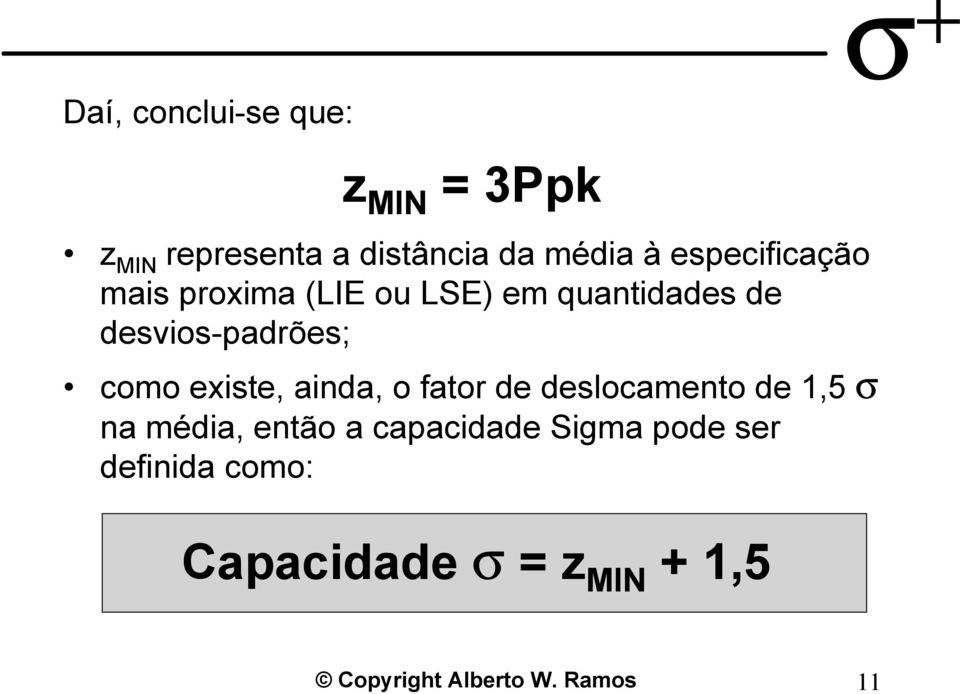 como existe, ainda, o fator de deslocamento de 1,5 σ na média, então a