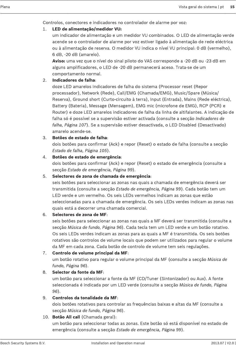 O medidor VU indica o nível VU principal: 0 db (vermelho), 6 db, -20 db (amarelo).