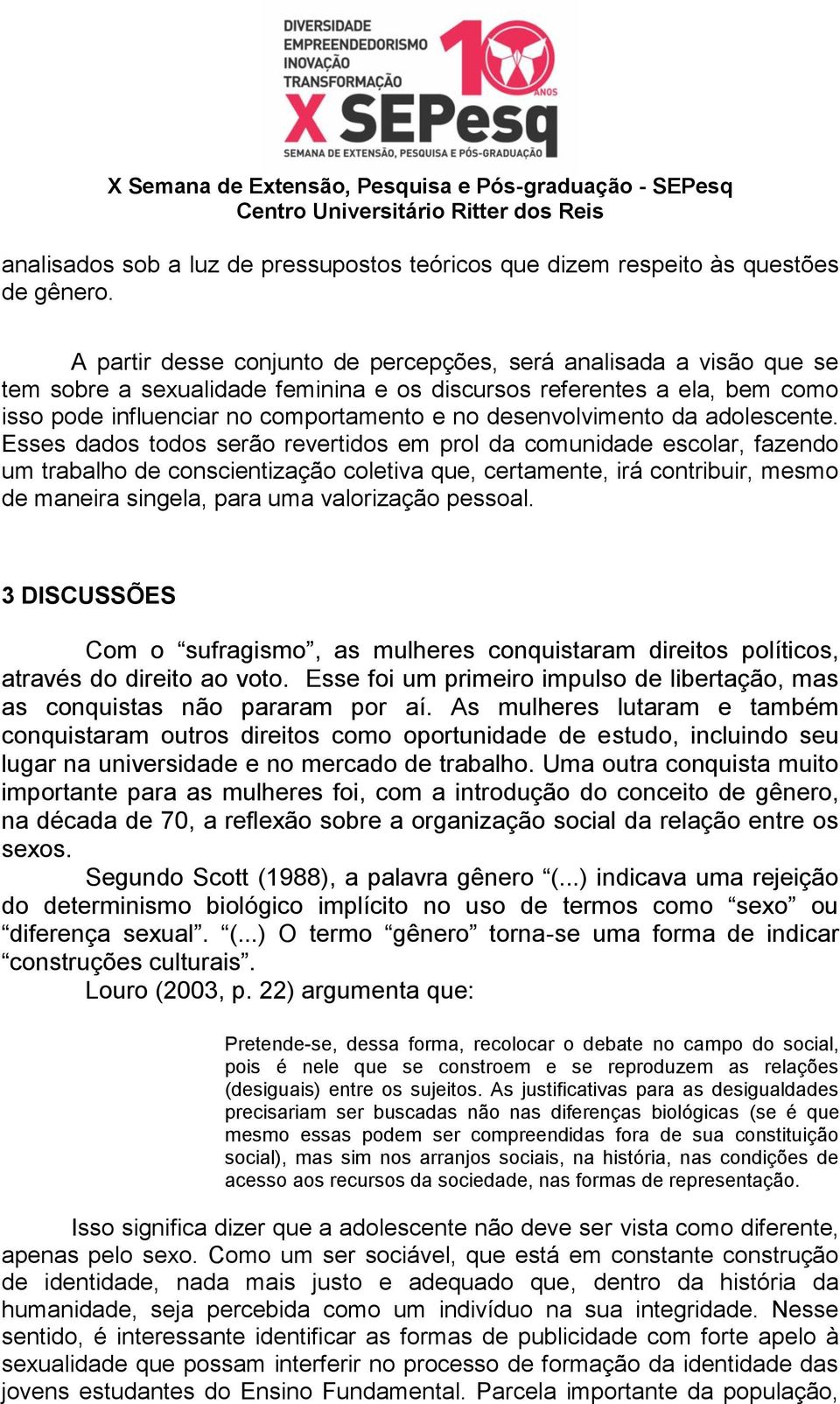 desenvolvimento da adolescente.