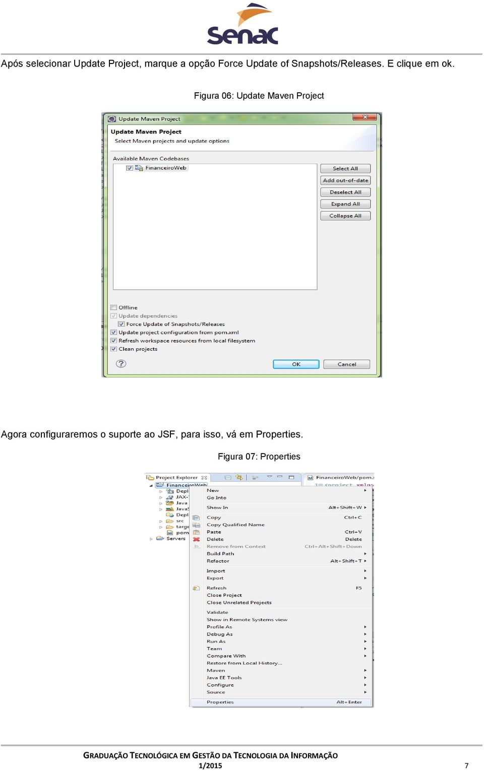 Figura 06: Update Maven Project Agora configuraremos o