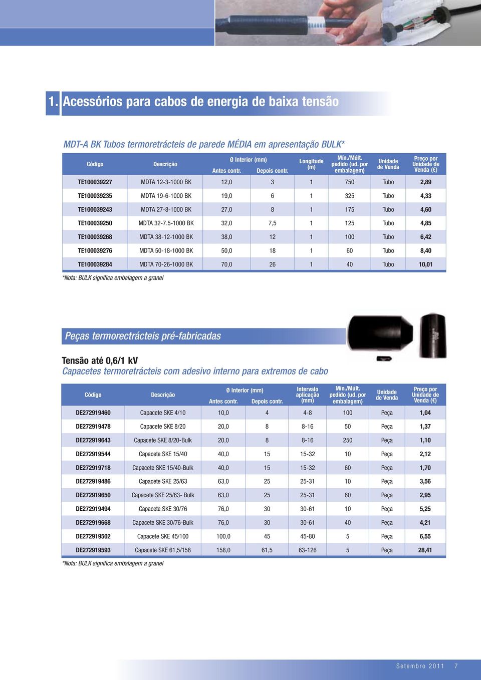 32-7.5-1000 BK 32,0 7,5 1 125 Tubo 4,85 TE100039268 MDTA 38-12-1000 BK 38,0 12 1 100 Tubo 6,42 TE100039276 MDTA 50-18-1000 BK 50,0 18 1 60 Tubo 8,40 TE100039284 MDTA 70-26-1000 BK 70,0 26 1 40 Tubo