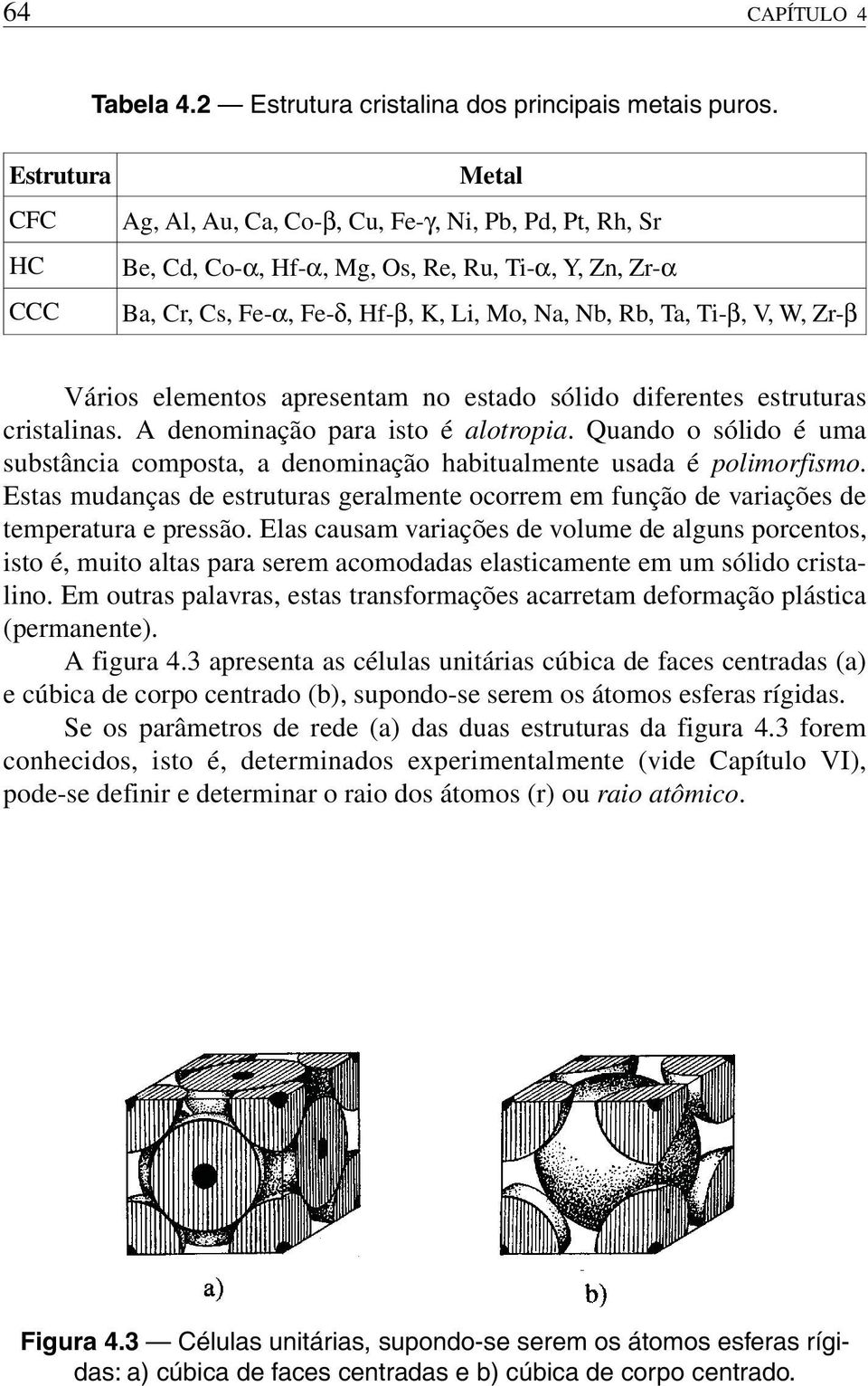 V, W, Zr-β Vários elementos apresentam no estado sólido diferentes estruturas cristalinas. A denominação para isto é alotropia.