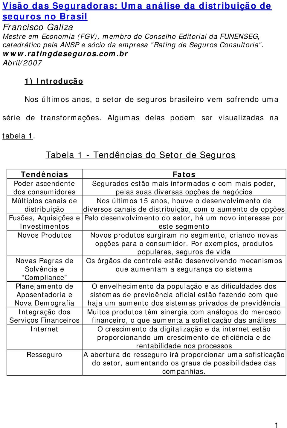 Algumas delas podem ser visualizadas na tabela 1.