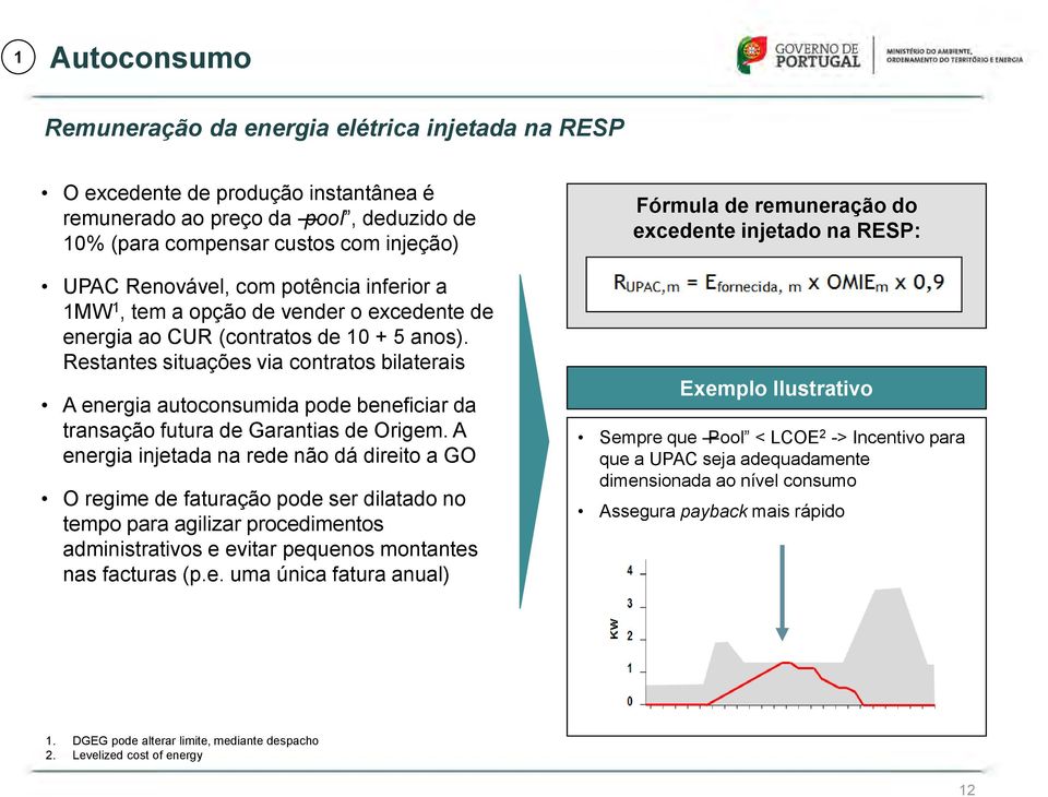 Restantes situações via contratos bilaterais A energia autoconsumida pode beneficiar da transação futura de Garantias de Origem.