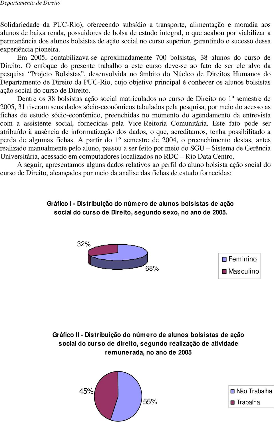 O enfoque do presente trabalho a este curso deve-se ao fato de ser ele alvo da pesquisa Projeto Bolsistas, desenvolvida no âmbito do Núcleo de Direitos Humanos do Departamento de Direito da PUC-Rio,