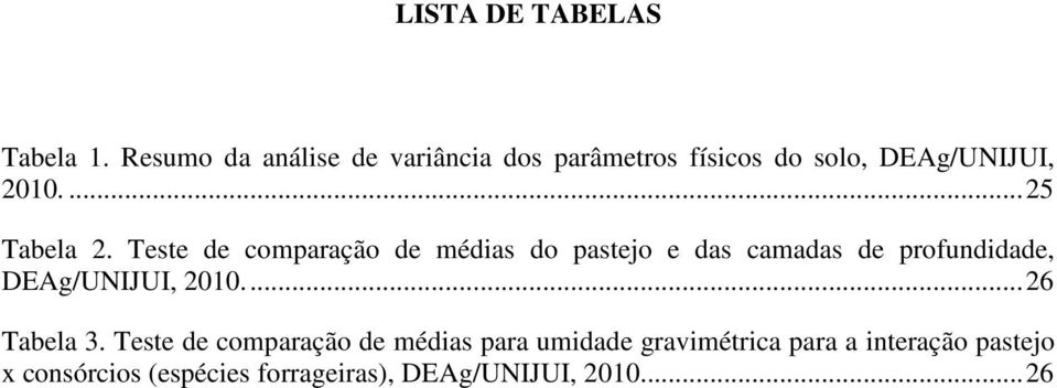 Teste de comparação de médias do pastejo e das camadas de profundidade, DEg/UNIJUI, 2010.