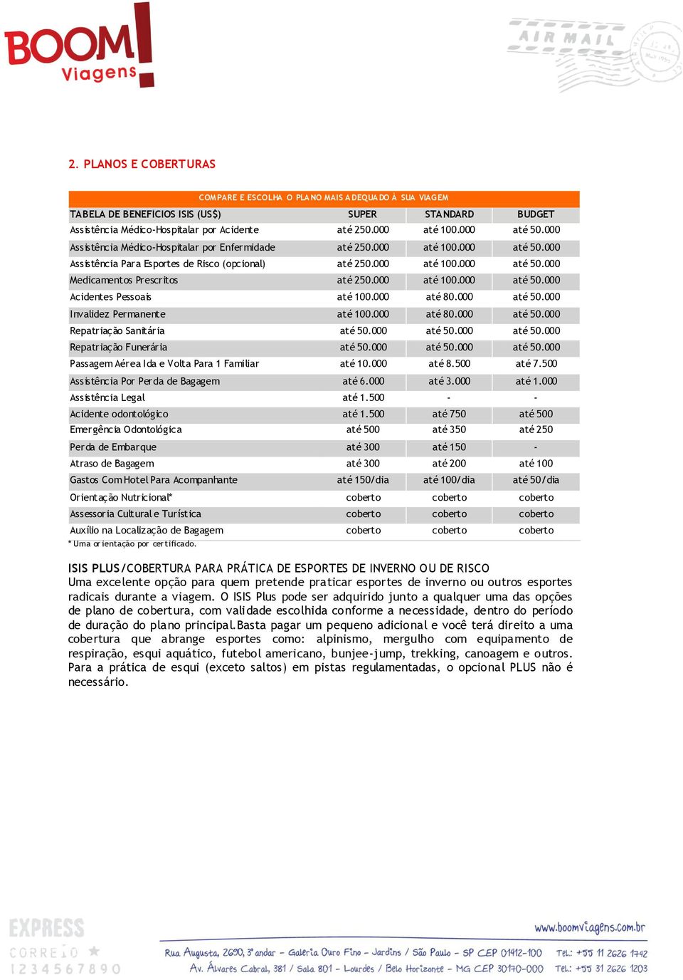 000 até 100.000 até 50.000 Acidentes Pessoais até 100.000 até 80.000 até 50.000 Invalidez Permanente até 100.000 até 80.000 até 50.000 Repatriação Sanitária até 50.000 até 50.000 até 50.000 Repatriação Funerária até 50.