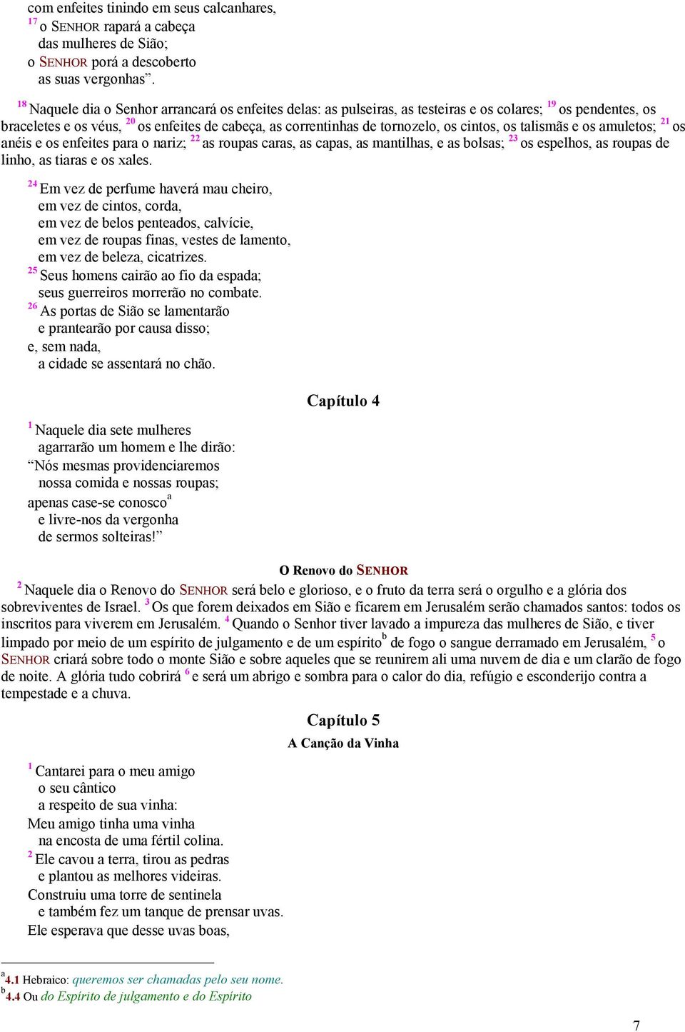 talismãs e os amuletos; 2 os anéis e os enfeites para o nariz; 22 as roupas caras, as capas, as mantilhas, e as bolsas; 2 os espelhos, as roupas de linho, as tiaras e os xales.