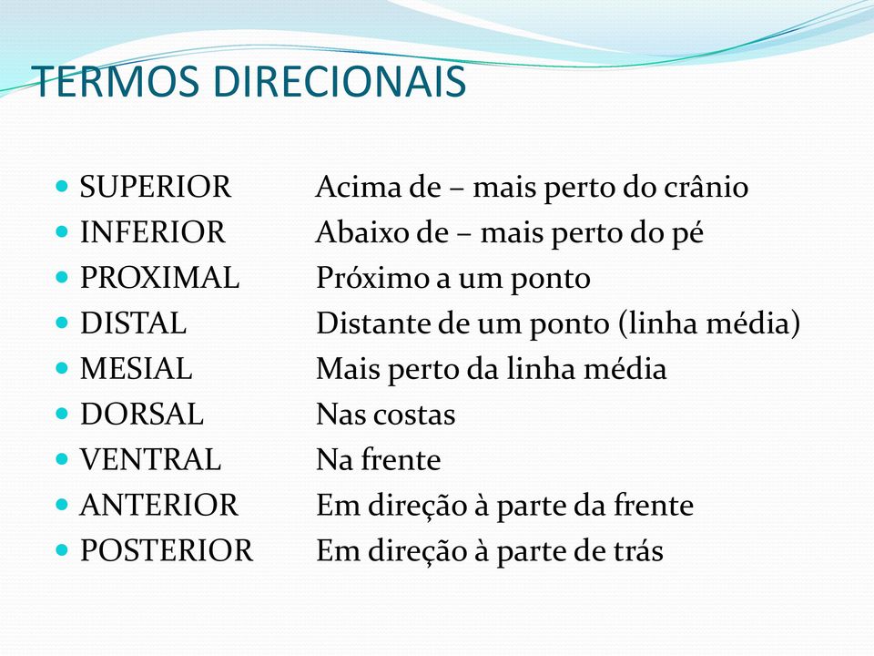 Próximo a um ponto Distante de um ponto (linha média) Mais perto da linha