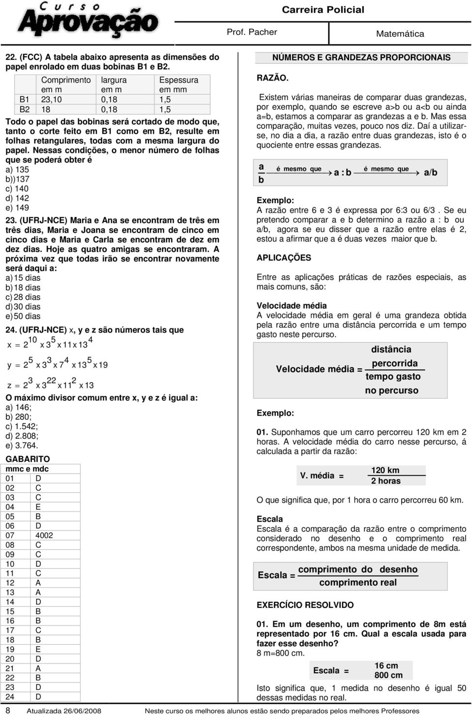 Nesss codições, o meor úmero de folhs que se poderá obter é ) 5 b))7 c) 40 d) 4 e) 49.