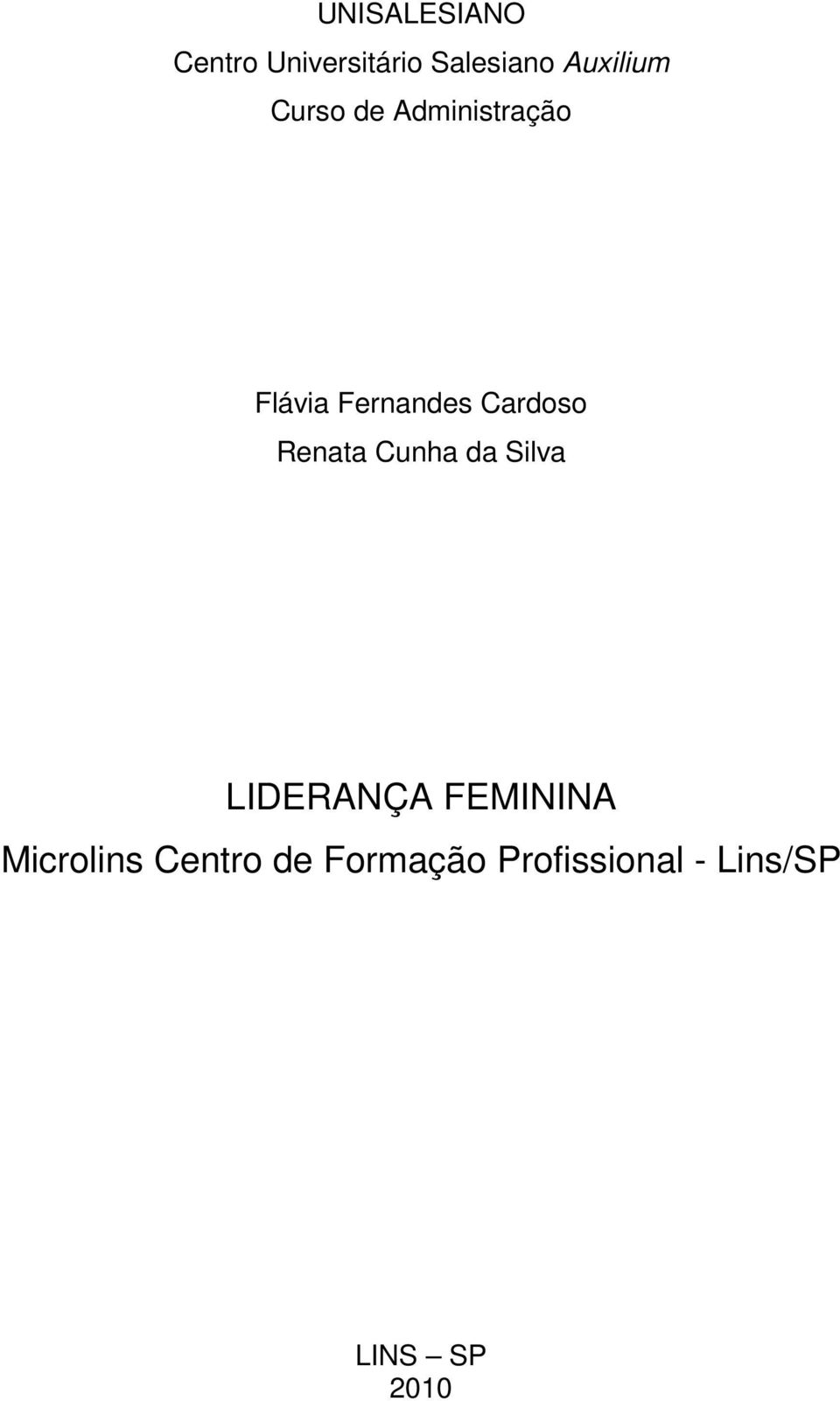 Cardoso Renata Cunha da Silva LIDERANÇA FEMININA