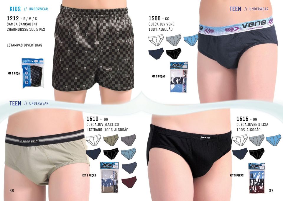 DIVERTIDAS kit 3 peças TEeN // UNDERWEAR 1510 - GG CUECA JUV