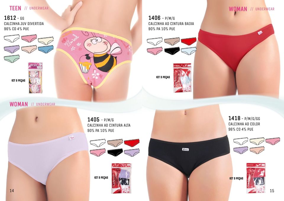 90% PA 10% PUE WOMAN // UNDERWEAR 1405 - P/M/G Calcinha AD