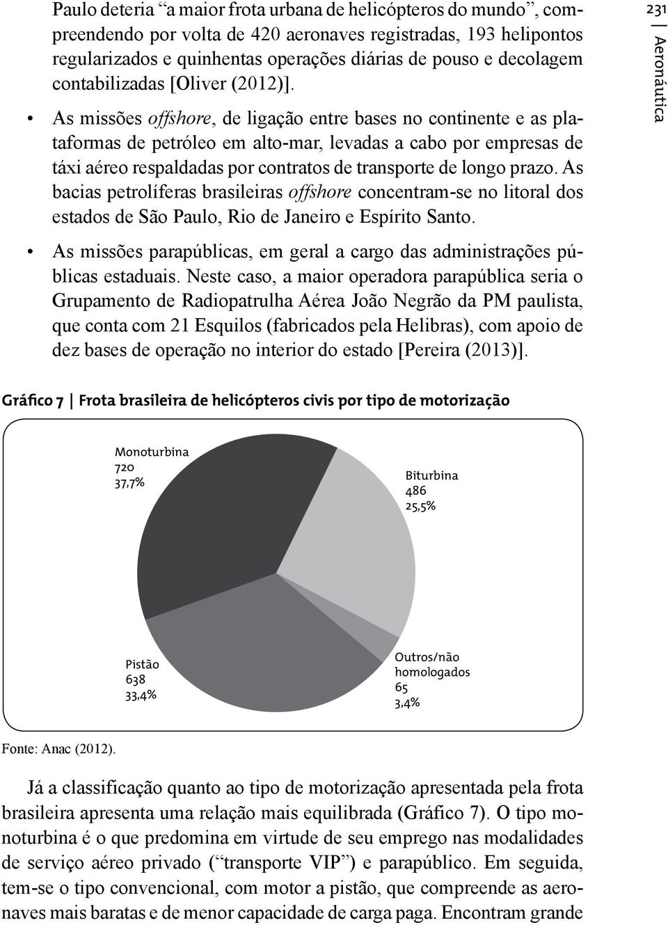 As missões offshore, de ligação entre bases no continente e as plataformas de petróleo em alto-mar, levadas a cabo por empresas de táxi aéreo respaldadas por contratos de transporte de longo prazo.