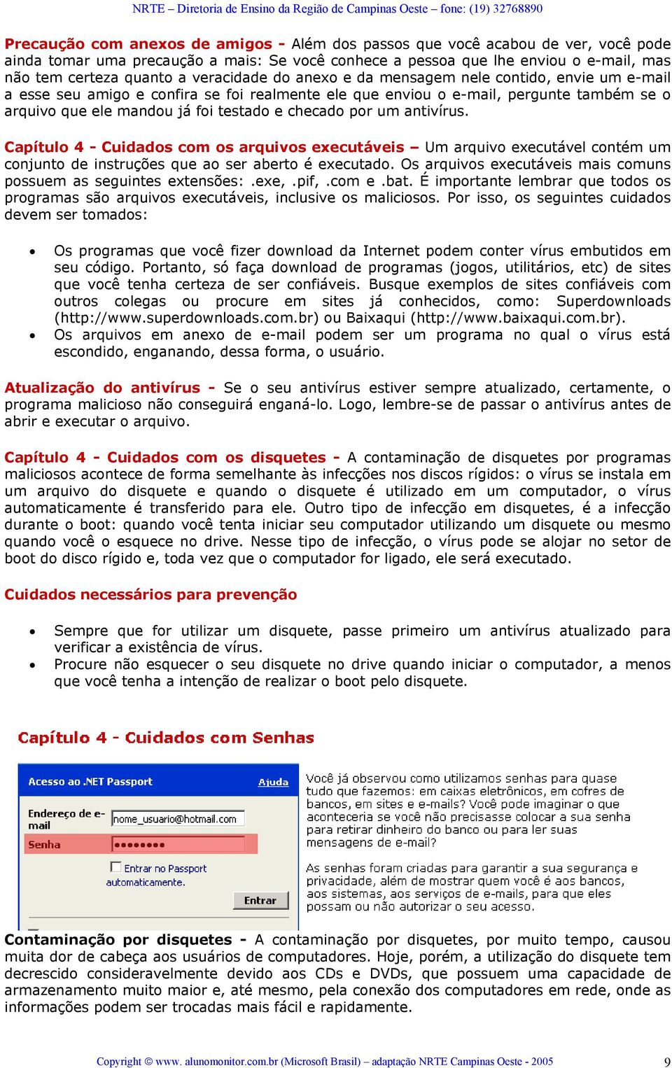 checado por um antivírus. Capítulo 4 - Cuidados com os arquivos executáveis Um arquivo executável contém um conjunto de instruções que ao ser aberto é executado.