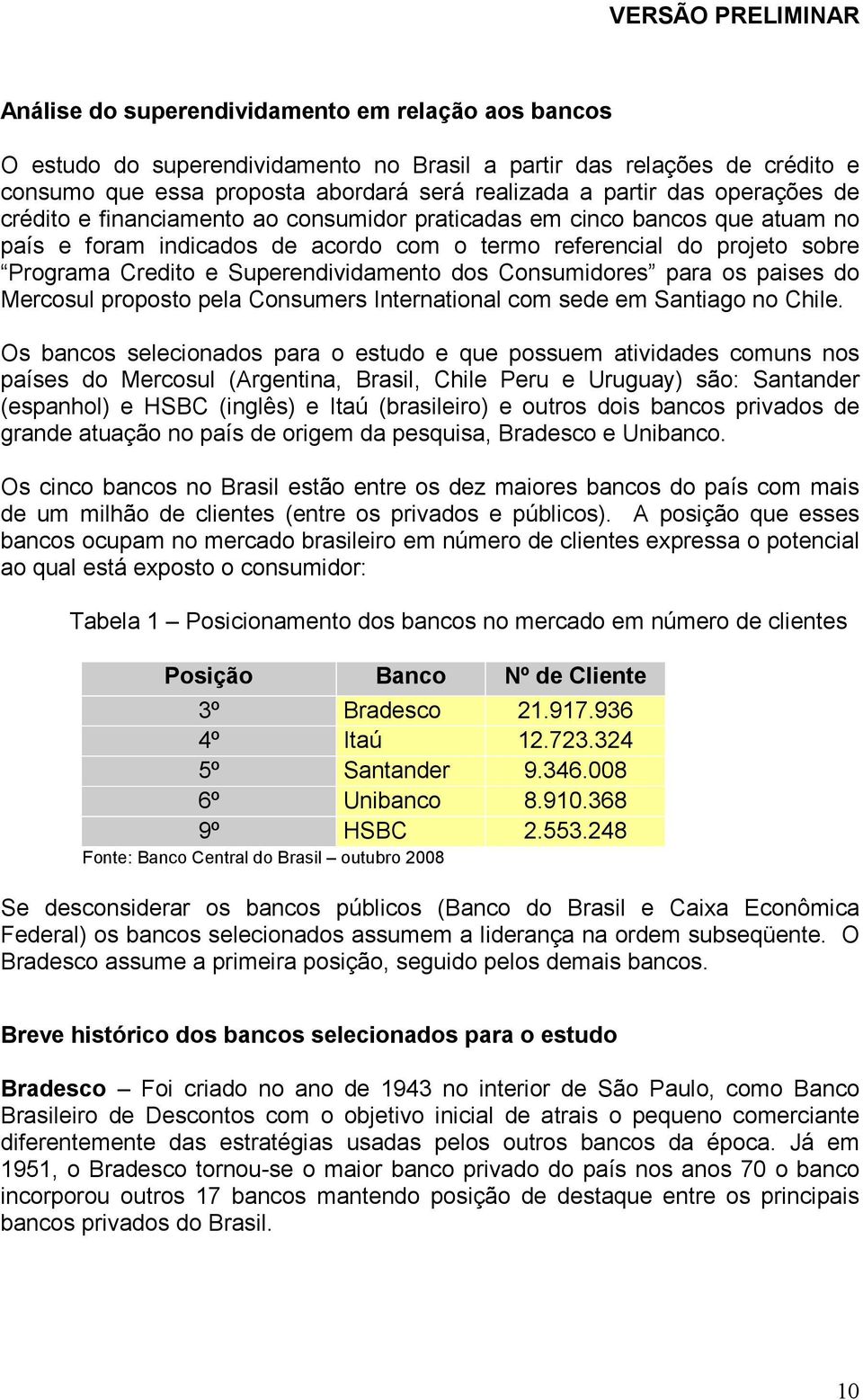 Superendividamento dos Consumidores para os paises do Mercosul proposto pela Consumers International com sede em Santiago no Chile.