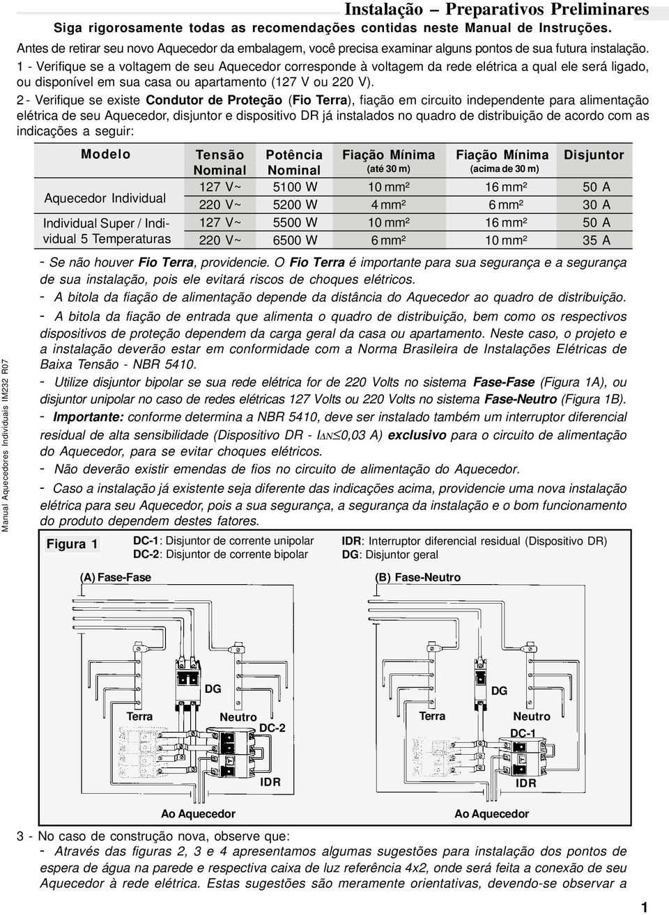 - Verifique se a voltagem de seu Aquecedor corresponde à voltagem da rede elétrica a qual ele será ligado, ou disponível em sua casa ou apartamento (7 V ou 0 V).