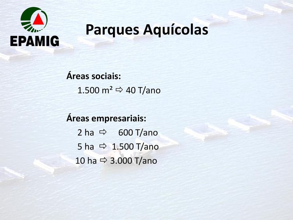 500 m² 40 T/ano Áreas