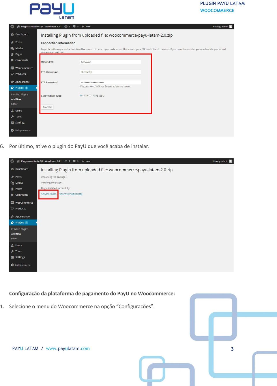 Configuração da plataforma de pagamento do PayU