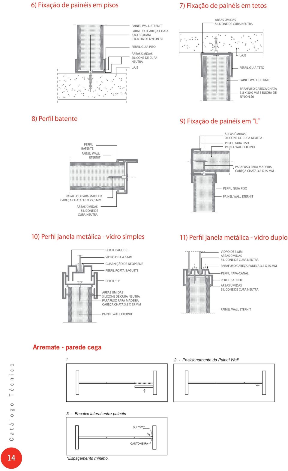 BUCHA DE NYLON S6 GUIA PISO 3,8 X 30,0 MM GUIA PISO S6 E BUCHA DE NYLON GUIA PISO LAJE DE CURA GUIA PISO DE CURA DE CURA LAJE LAJE LAJE DE CURA LAJE 8) Perfil batente GUIA TETO DE CURA LAJE LAJE