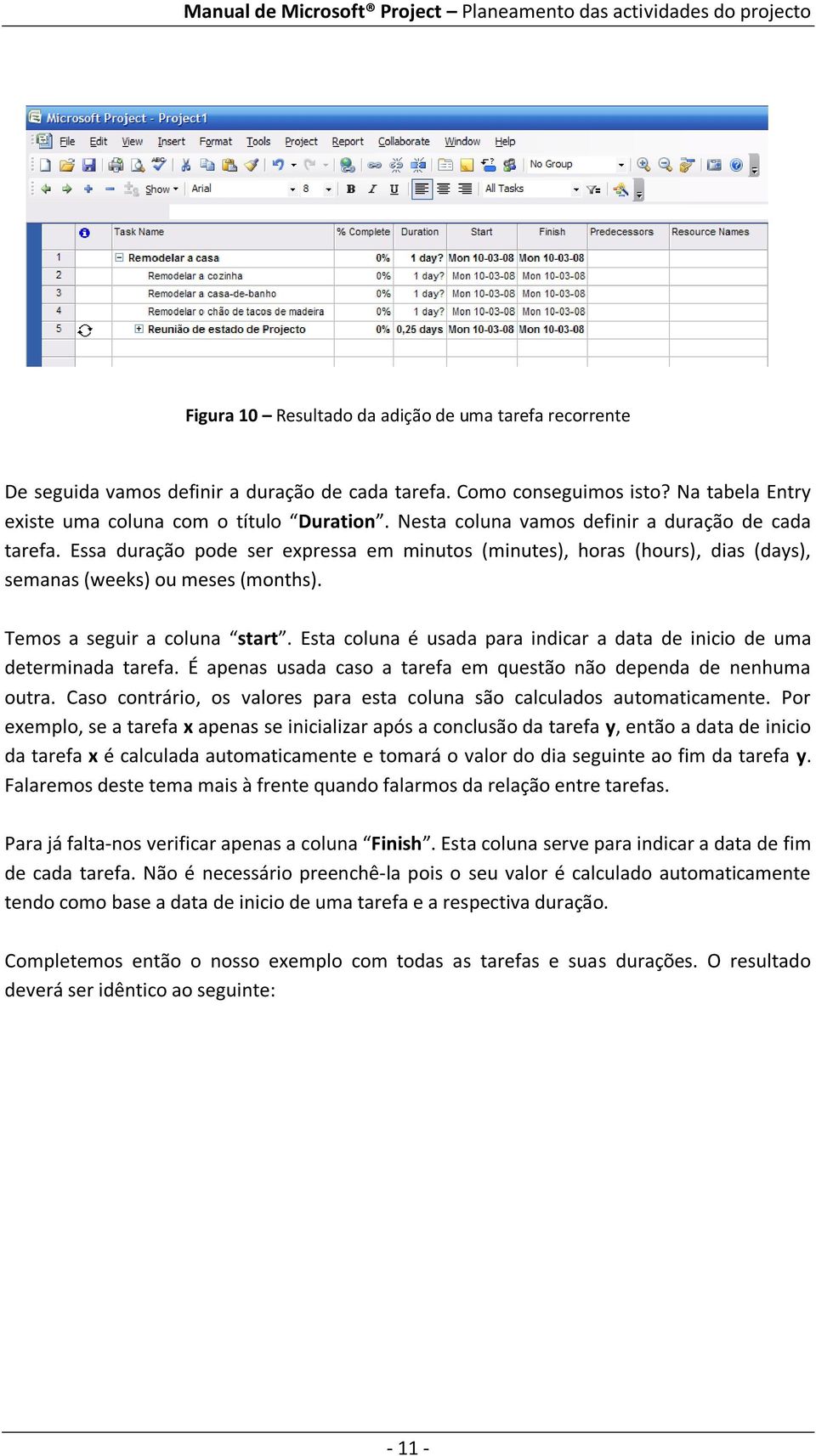 Essa duração pode ser expressa em minutos (minutes), horas (hours), dias (days), semanas (weeks) ou meses (months). Temos a seguir a coluna start.