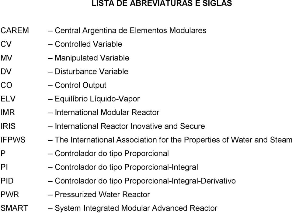 Reactor Inovative and Secure The International Association for the Properties of Water and Steam Controlador do tipo Proporcional