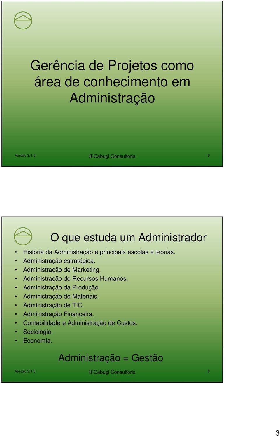 Administração de Recursos Humanos. Administração da Produção. Administração de Materiais.