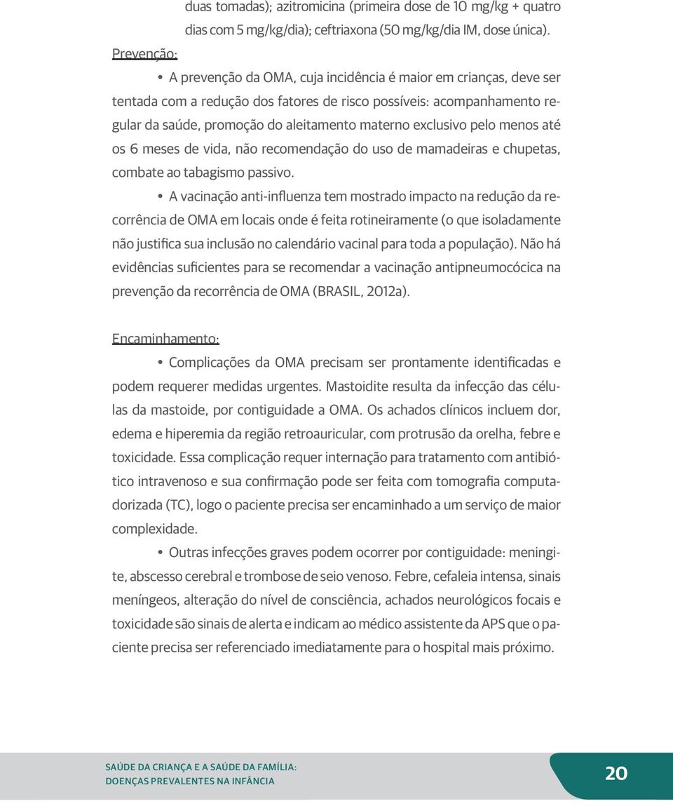 exclusivo pelo menos até os 6 meses de vida, não recomendação do uso de mamadeiras e chupetas, combate ao tabagismo passivo.