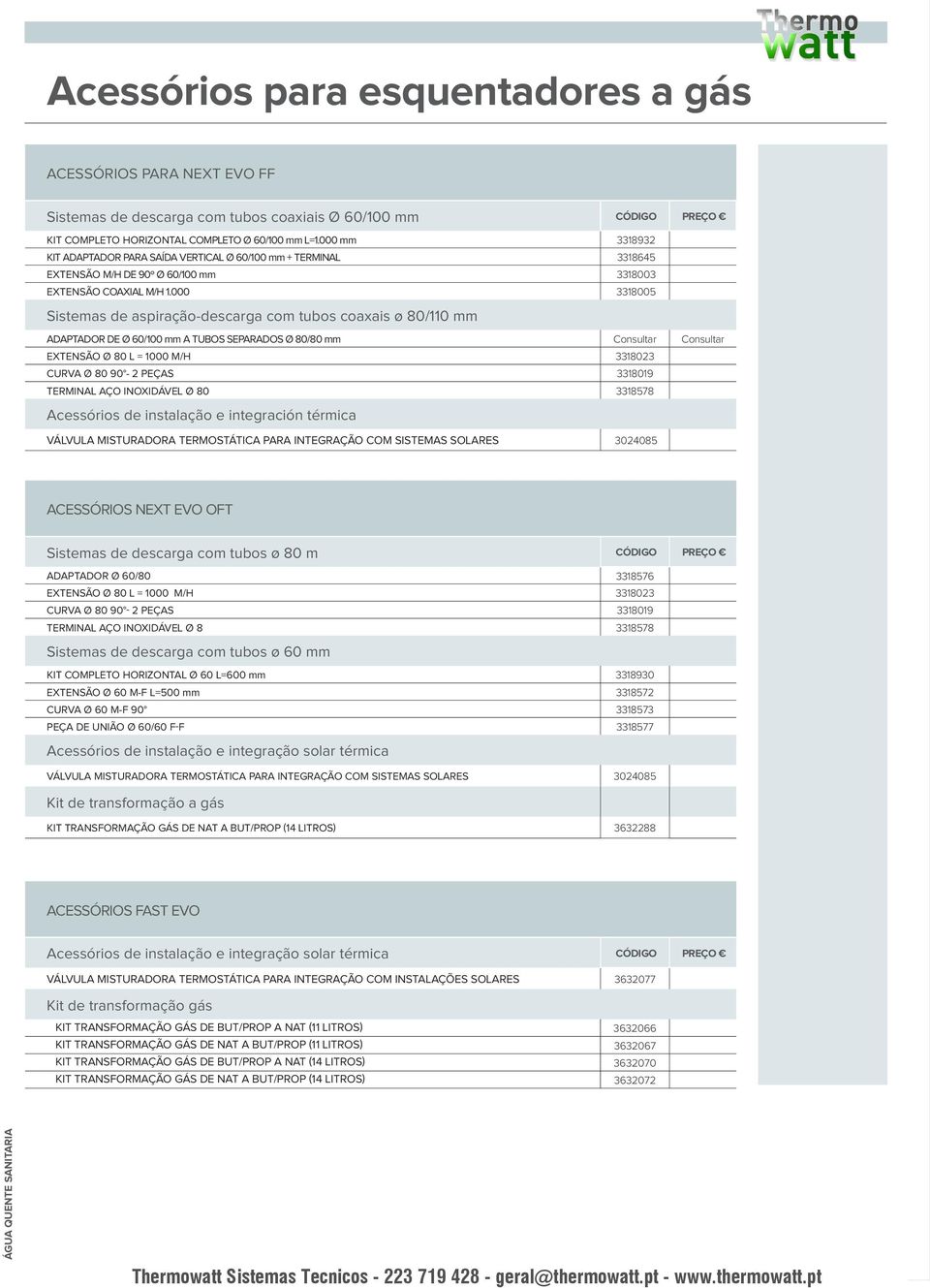 000 3318005 Sistemas de aspiração-descarga com tubos coaxais ø 80/110 ADAPTADOR DE Ø 60/100 A TUBOS SEPARADOS Ø 80/80 Consultar Consultar EXTENSÃO Ø 80 L = 1000 M/H 3318023 CURVA Ø 80 90-2 PEÇAS