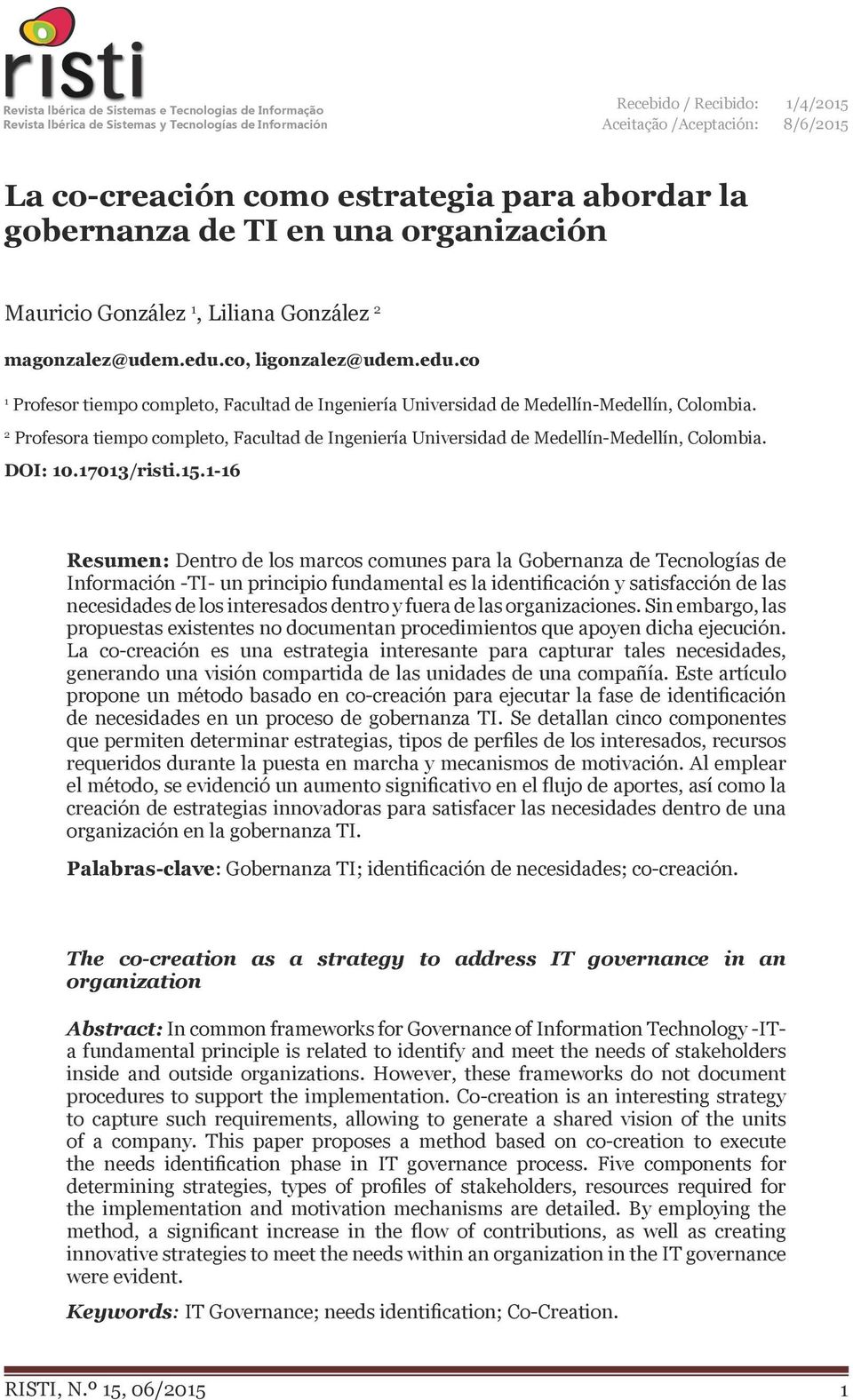 co, ligonzalez@udem.edu.co 1 Profesor tiempo completo, Facultad de Ingeniería Universidad de Medellín-Medellín, Colombia.