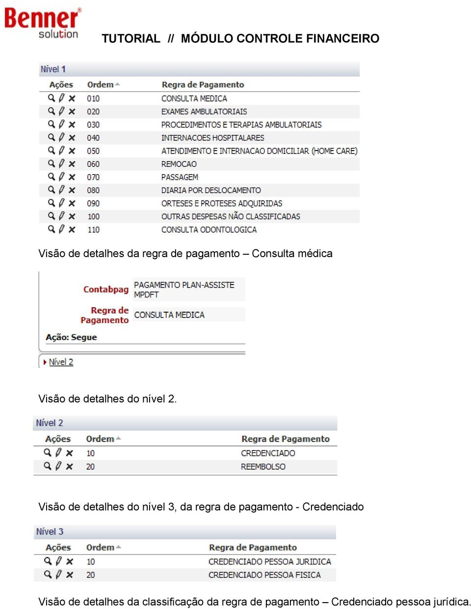 Visão de detalhes do nível 3, da regra de pagamento -