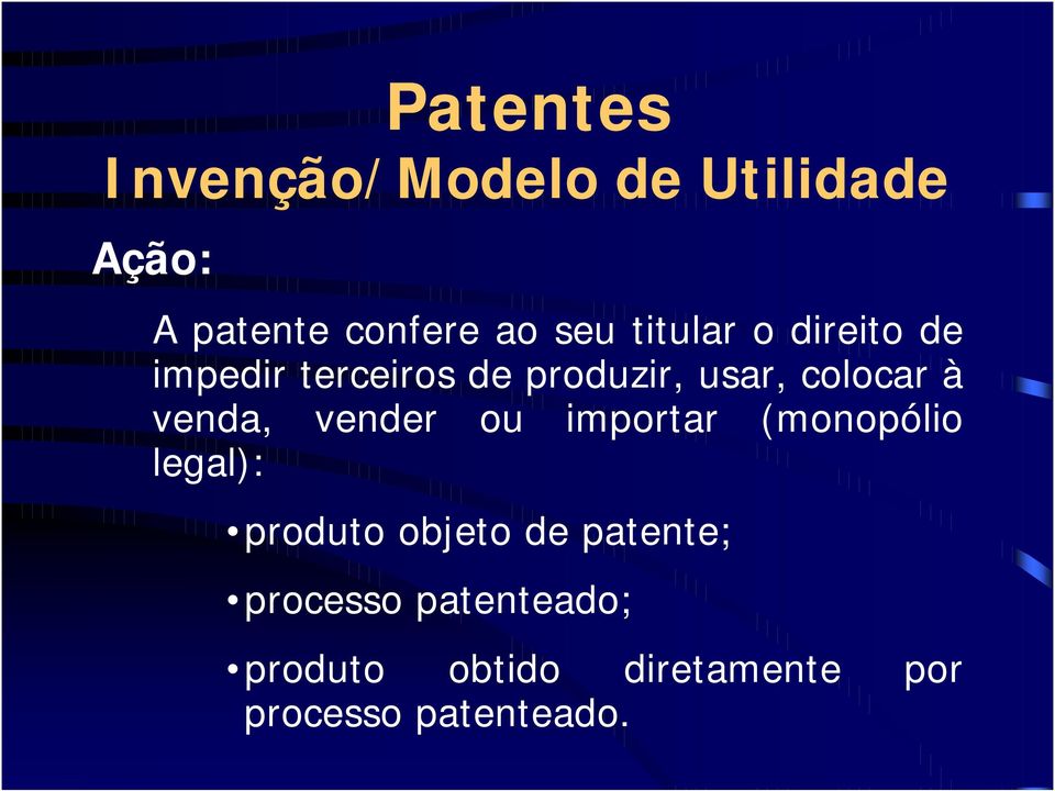 venda, vender ou importar (monopólio legal): produto objeto de