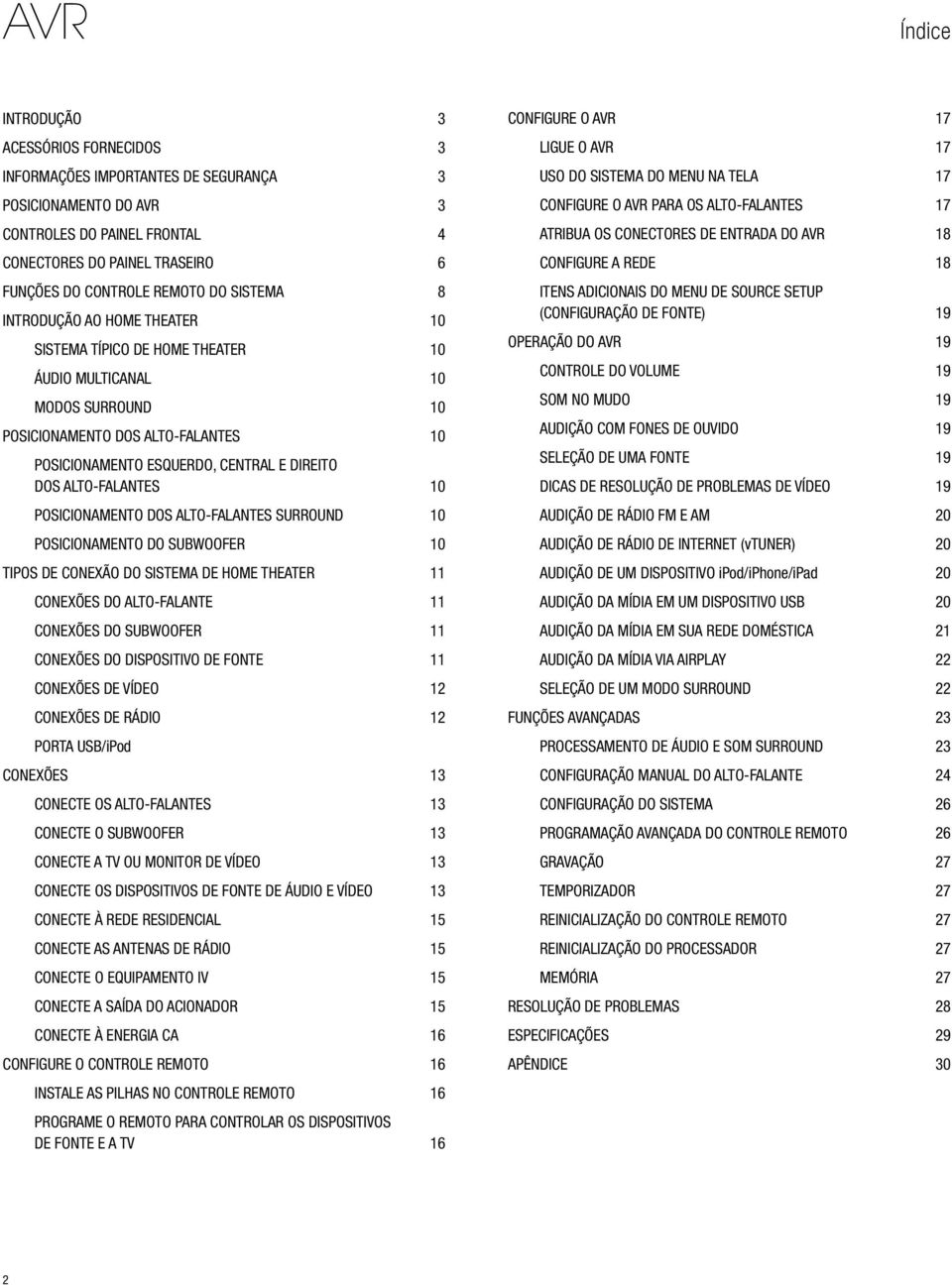 alto-falantes 10 Posicionamento dos alto-falantes surround 10 Posicionamento do subwoofer 10 Tipos de conexão do sistema de home theater 11 Conexões do alto-falante 11 Conexões do subwoofer 11