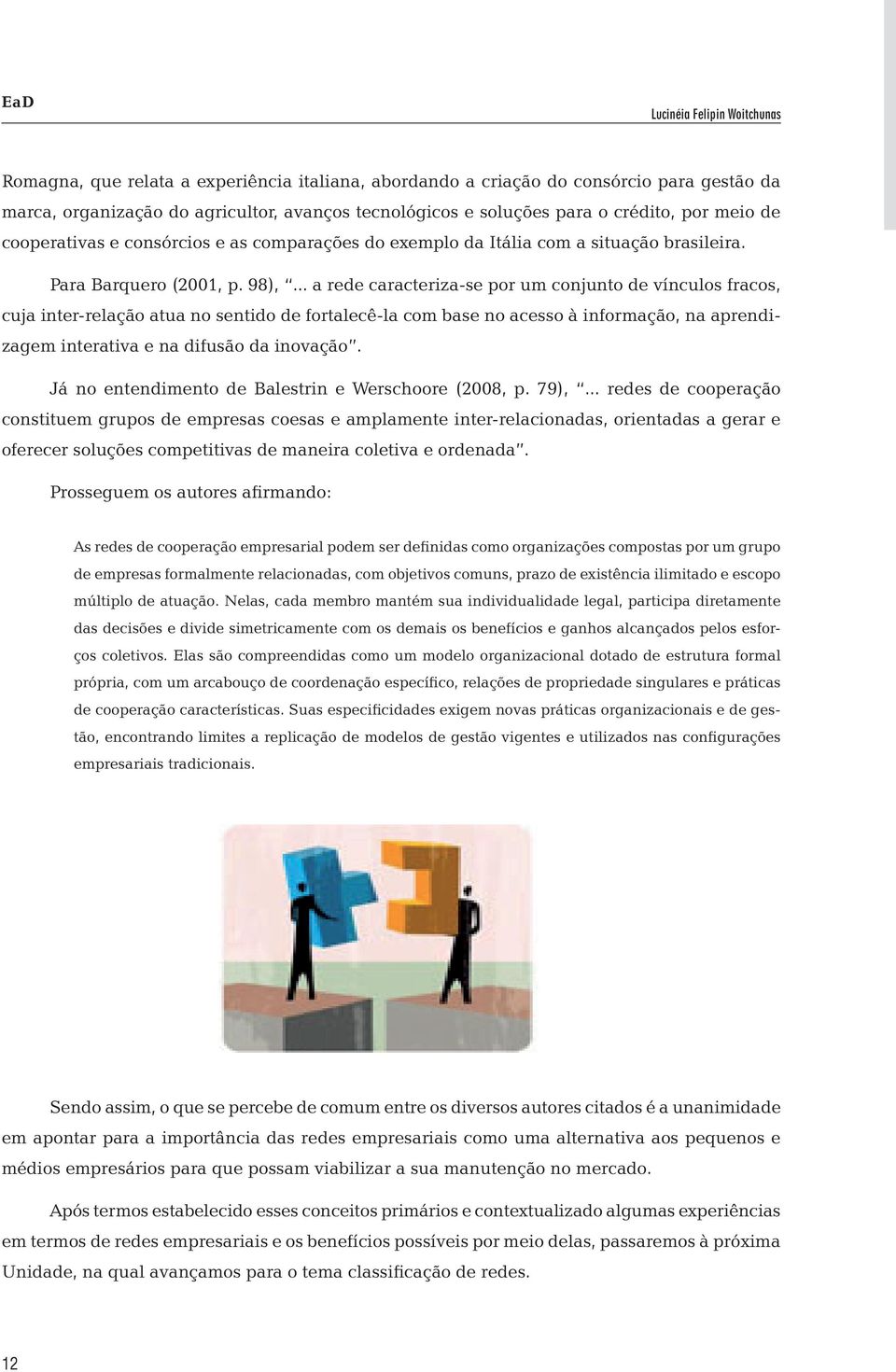 .. a rede caracteriza-se por um conjunto de vínculos fracos, cuja inter-relação atua no sentido de fortalecê-la com base no acesso à informação, na aprendizagem interativa e na difusão da inovação.