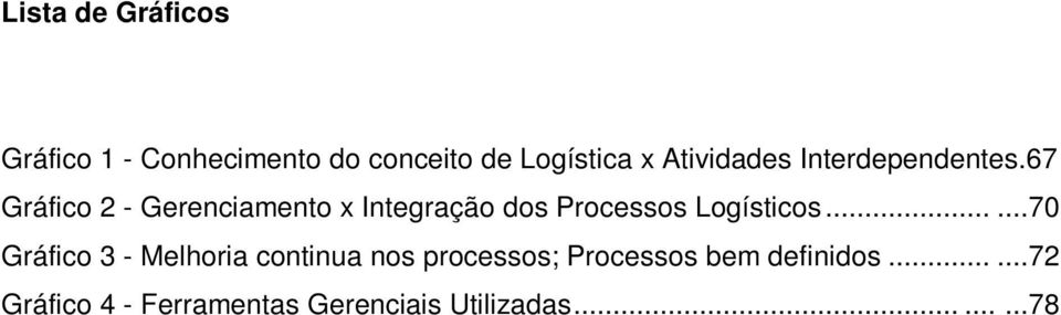 67 Gráfico 2 - Gerenciamento x Integração dos Processos Logísticos.