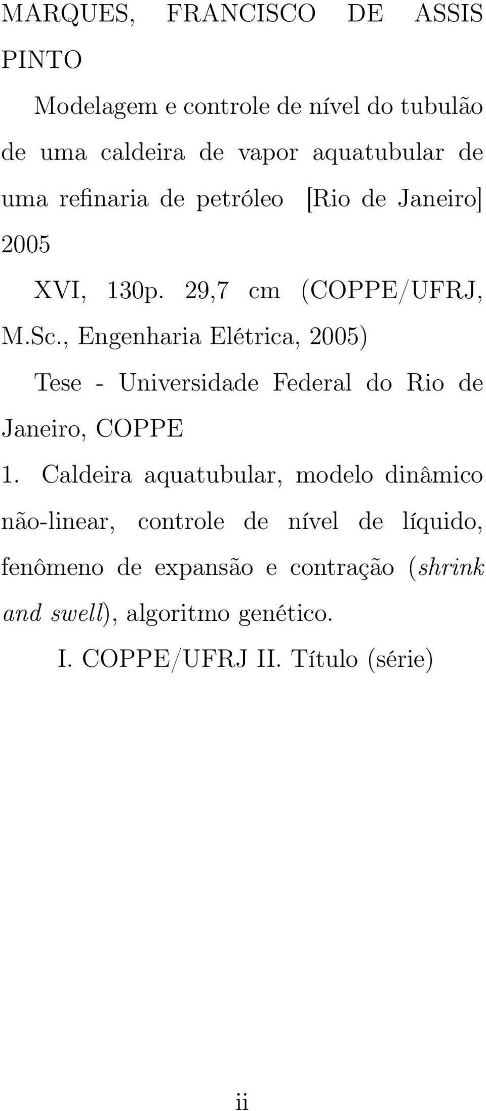 , Engenharia Elétrica, 2005 Tee - Univeridade Federal do Rio de Janeiro, COPPE 1.