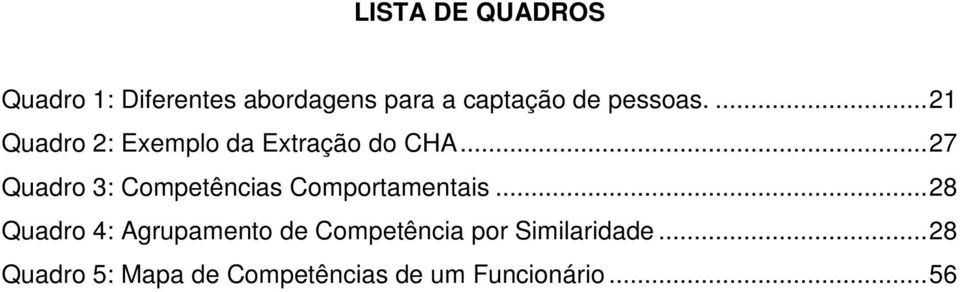 .. 27 Quadro 3: Competências Comportamentais.