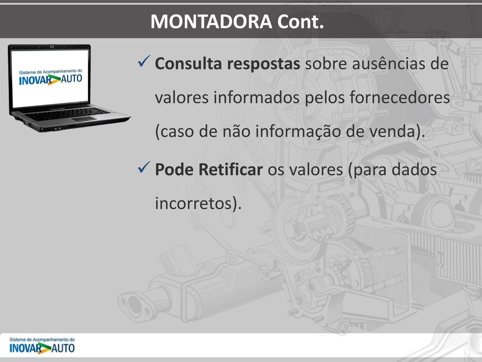 valores informados pelos fornecedores (caso